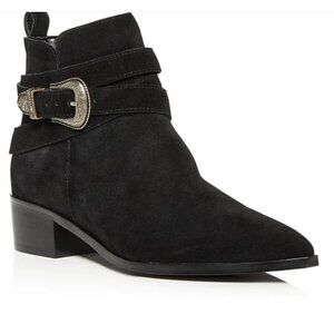 MARC FISHER LTD ML YANDI WOMENS LEATHER EMBELLISHED ANKLE BOOTS BLACK NEW